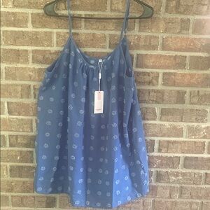 Blue Floral Women's Spaghetti Strapped Patterned Dressy Tank  Top